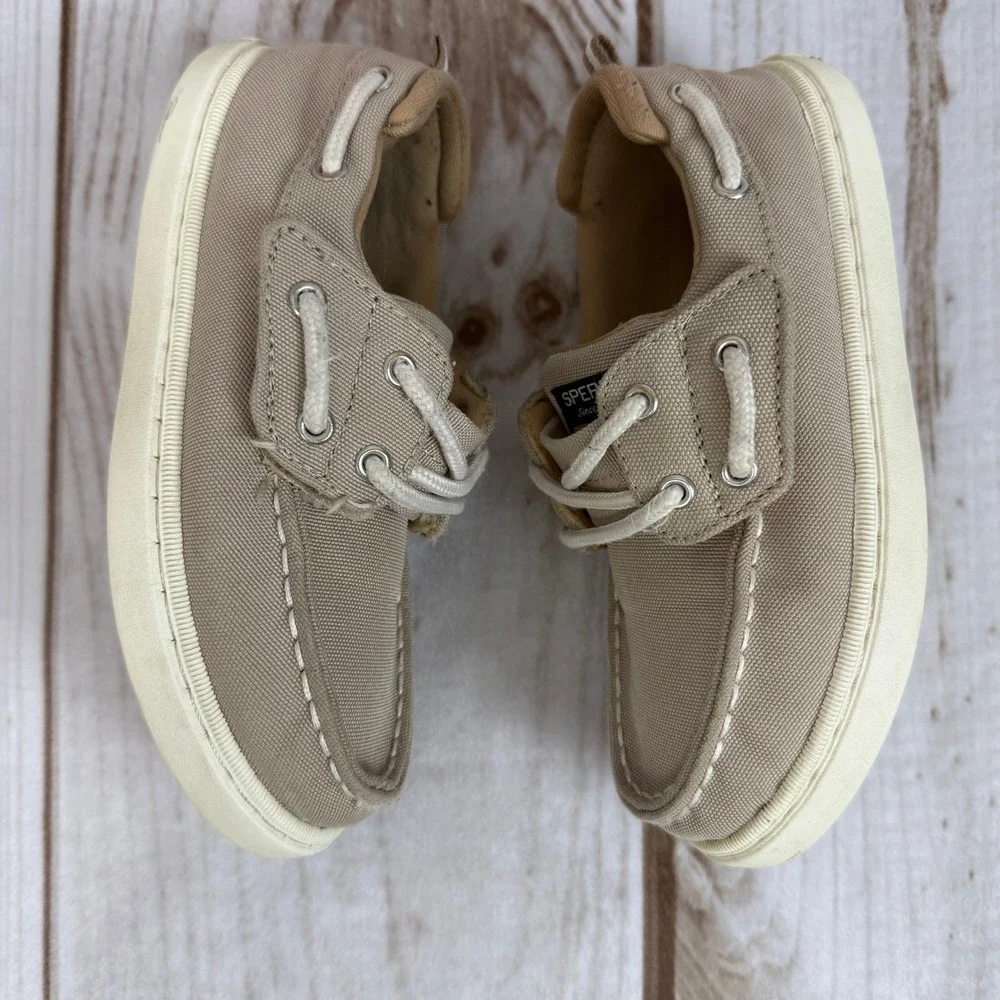 Sperry Sea Ketch Toddler Boat Shoes Tan Canvas Lace Up Casual 12C